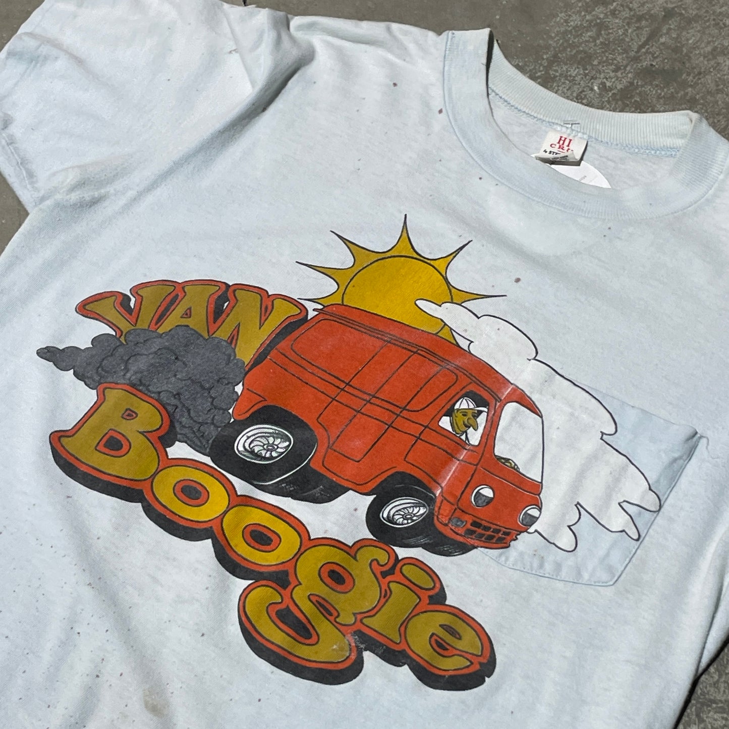 Vintage 70s Van Boogie Over Pocket Print Tee