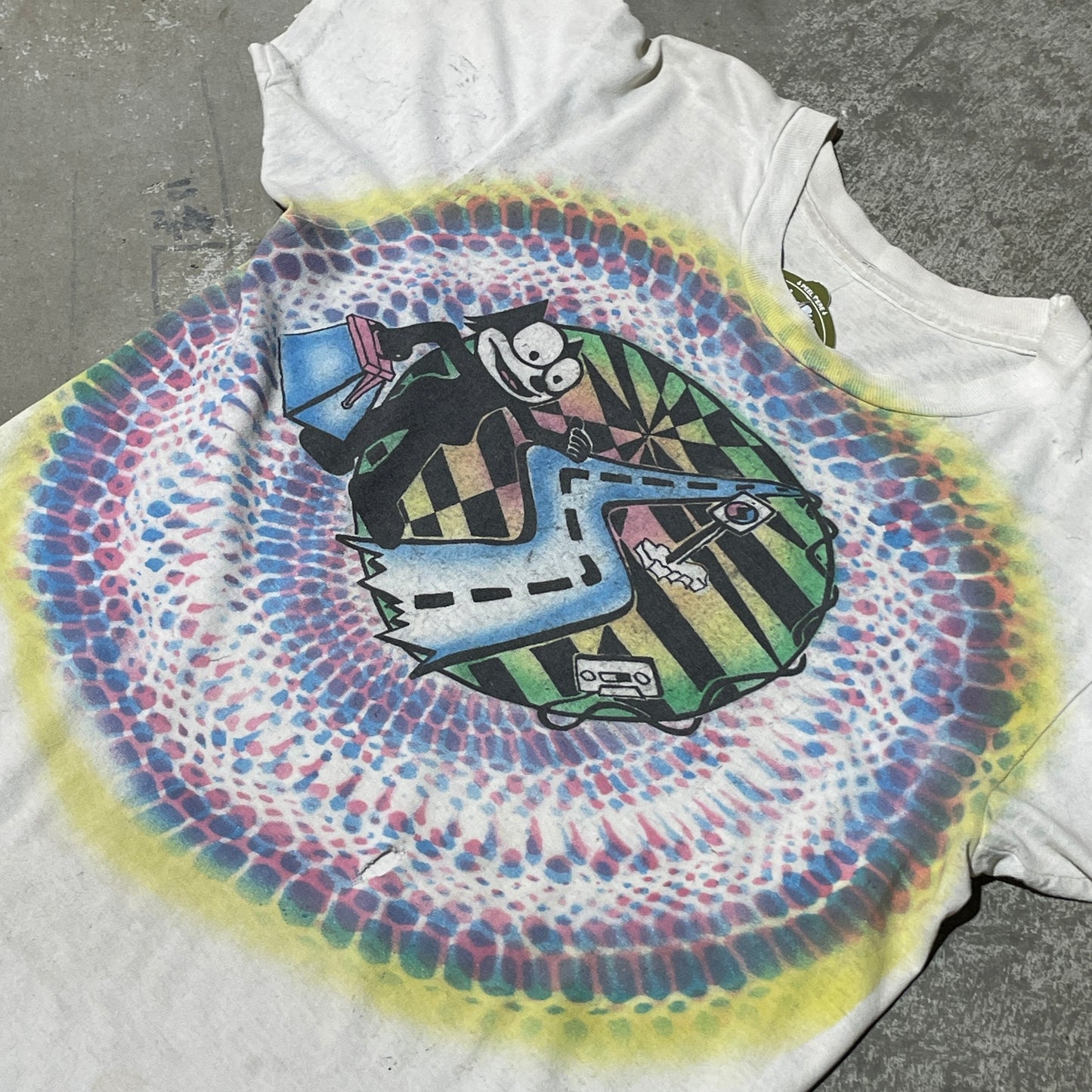 Vintage 70s Airbrush Tiedye Felix Acid Cat Tee