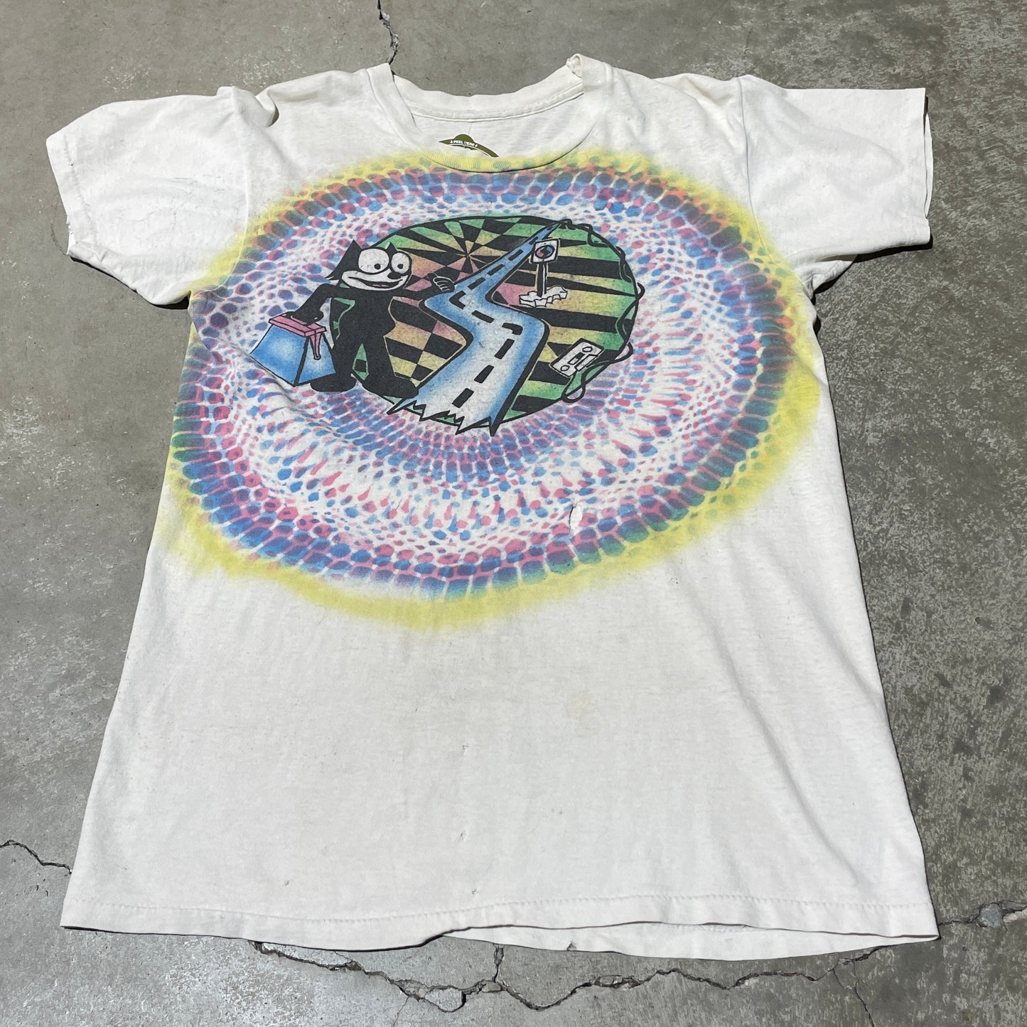 Vintage 70s Airbrush Tiedye Felix Acid Cat Tee