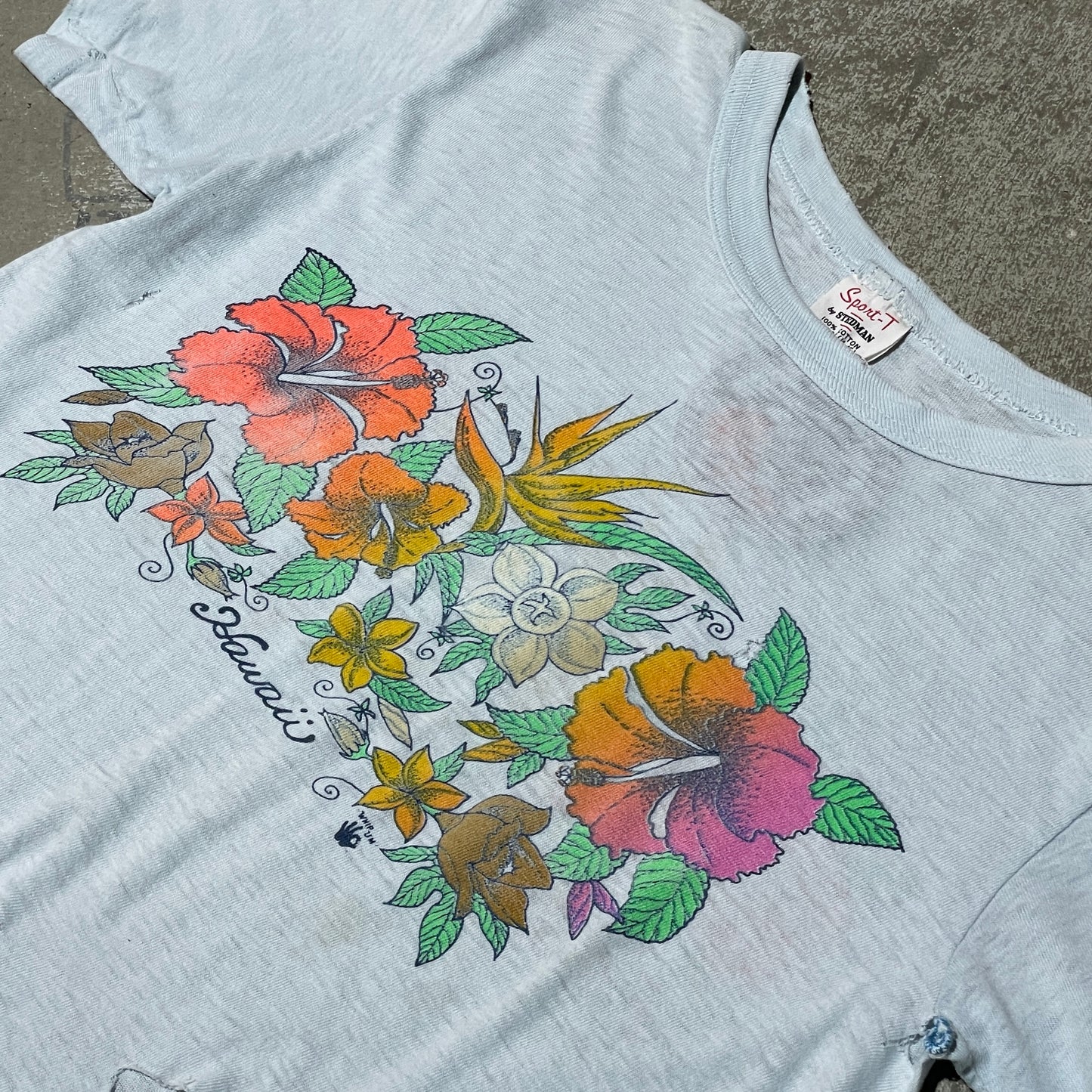 Vintage 70s Stedman Hawaii Thrashed Tee