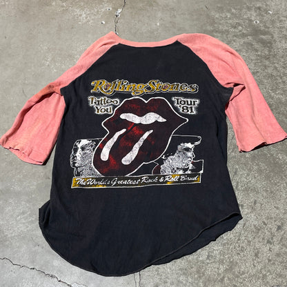 Vintage 80s Rolling Stones Tattoo Your Parking Lot Bootleg 3/4 sleeve