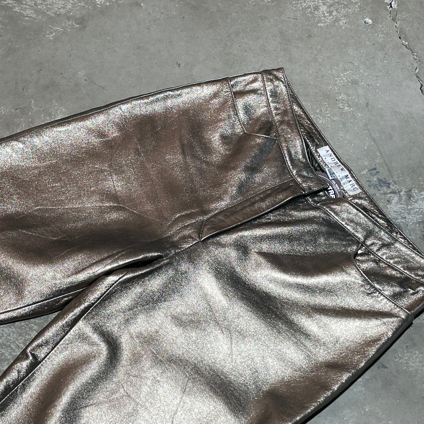 Vintage 80s Andrew Marc Gold Leather Pants Real Leather