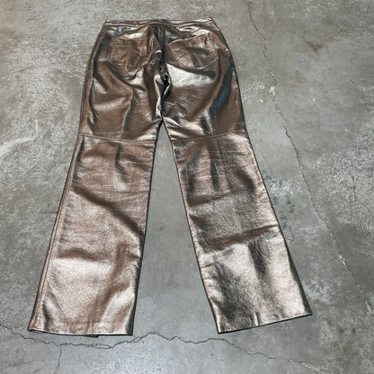 Vintage 80s Andrew Marc Gold Leather Pants Real Leather