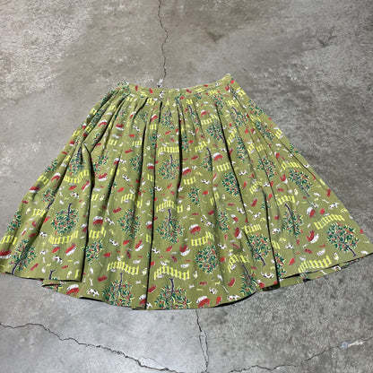 Vintage 50s Farm Print Skirt