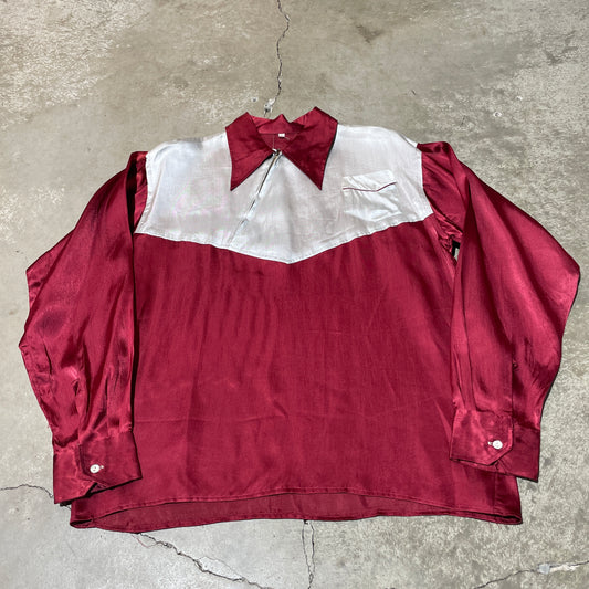 50s Satin Asym Zipper Shirt