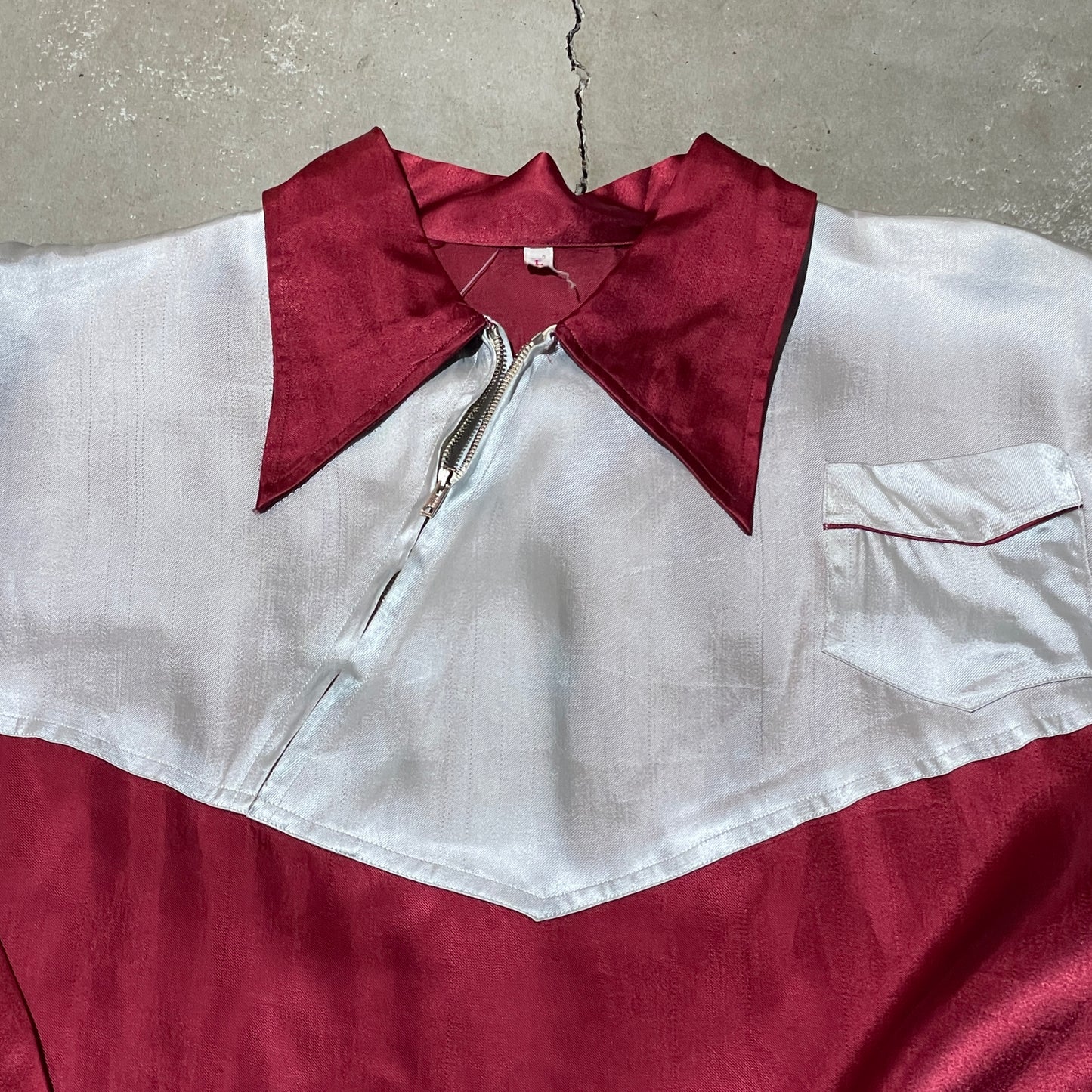 50s Satin Asym Zipper Shirt