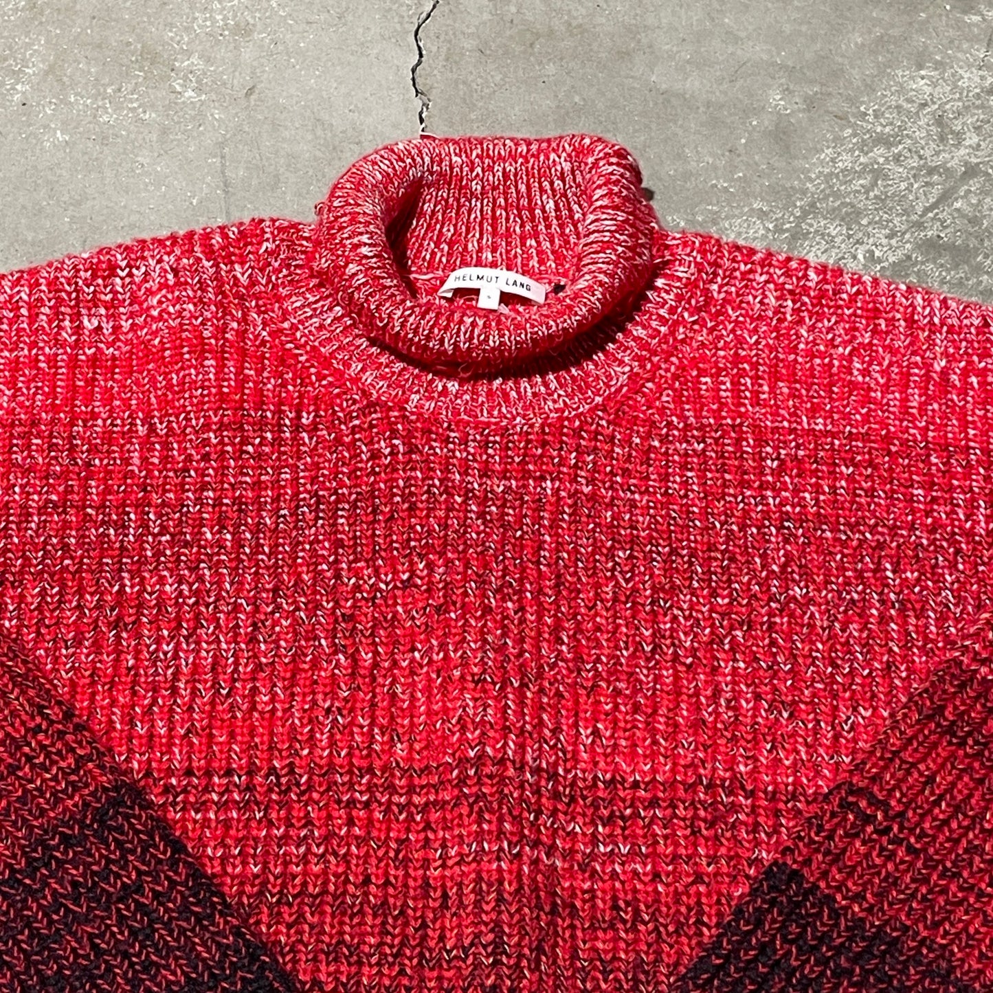 Helmut Lang Oversized Red Gradient Sweater