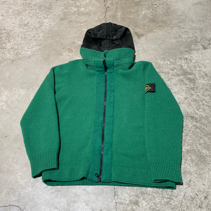 Vintage 90s Stone Island Removable Hood Green Knit