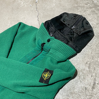 Vintage 90s Stone Island Removable Hood Green Knit