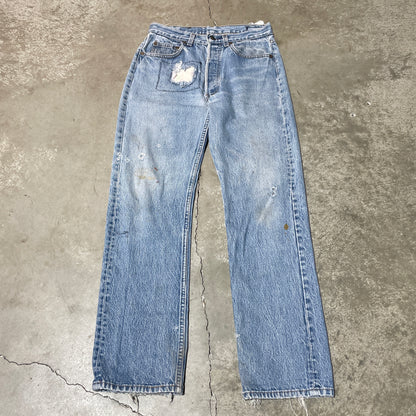 80s Vintage Levi's 501 Repaired Denim