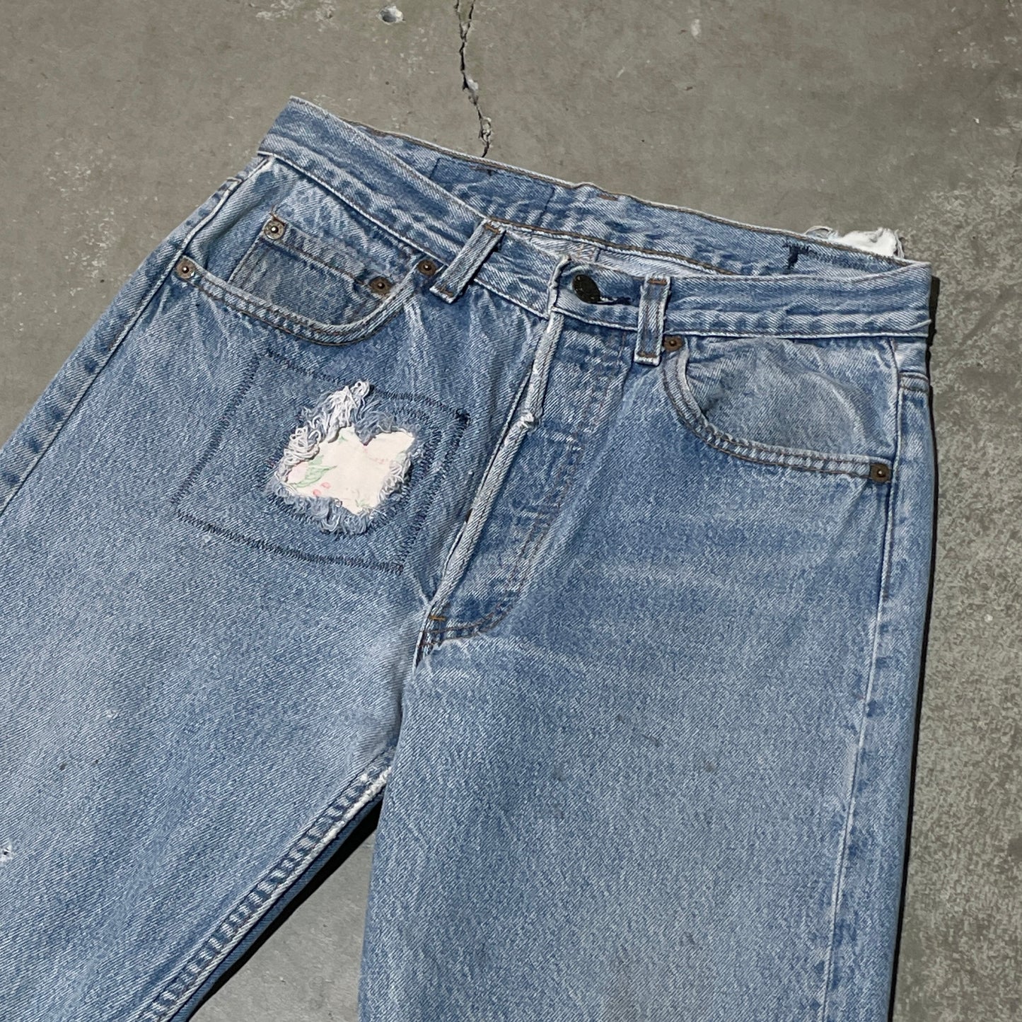 80s Vintage Levi's 501 Repaired Denim