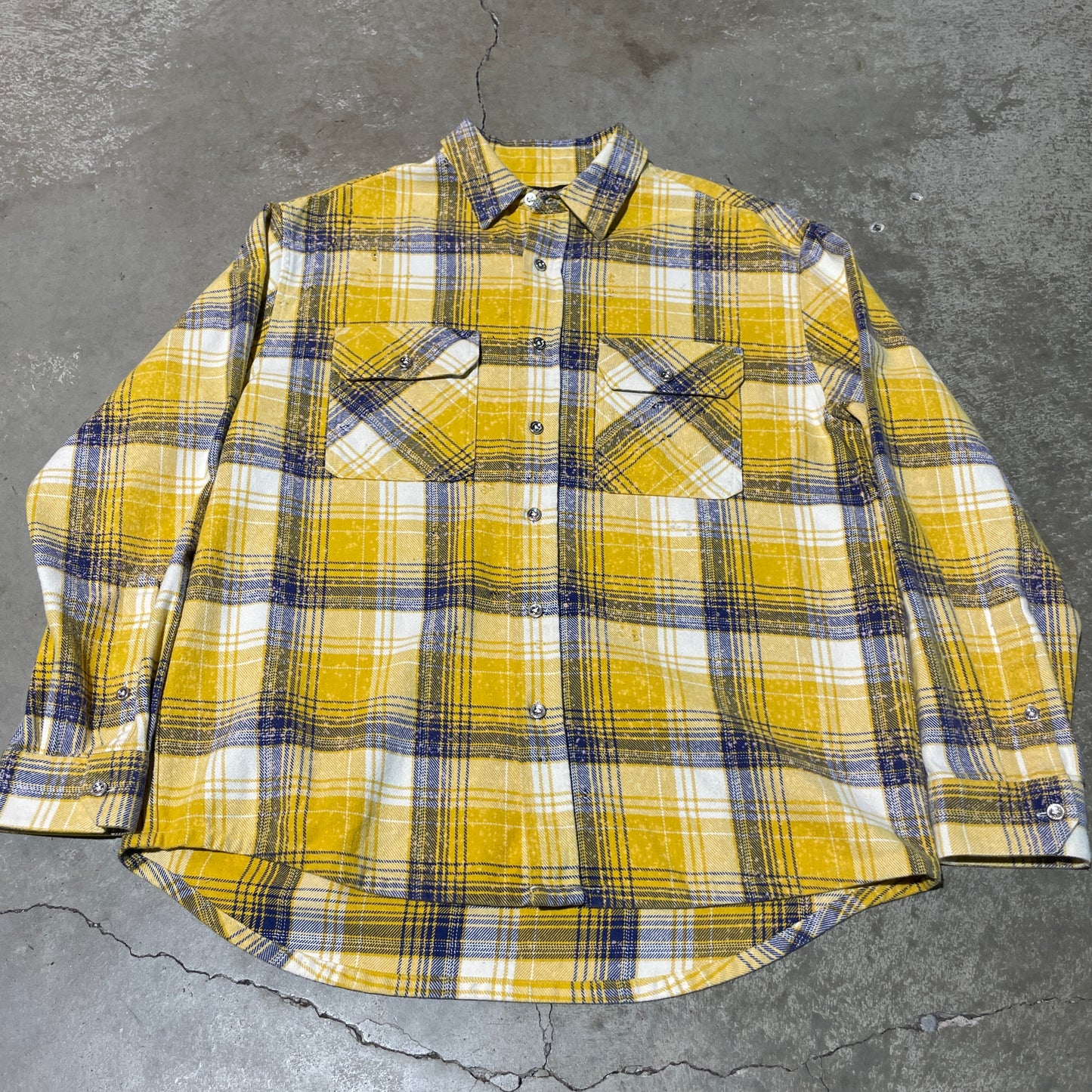 Purple Brand Distressed Yellow Flannel