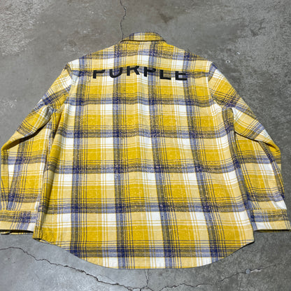 Purple Brand Distressed Yellow Flannel