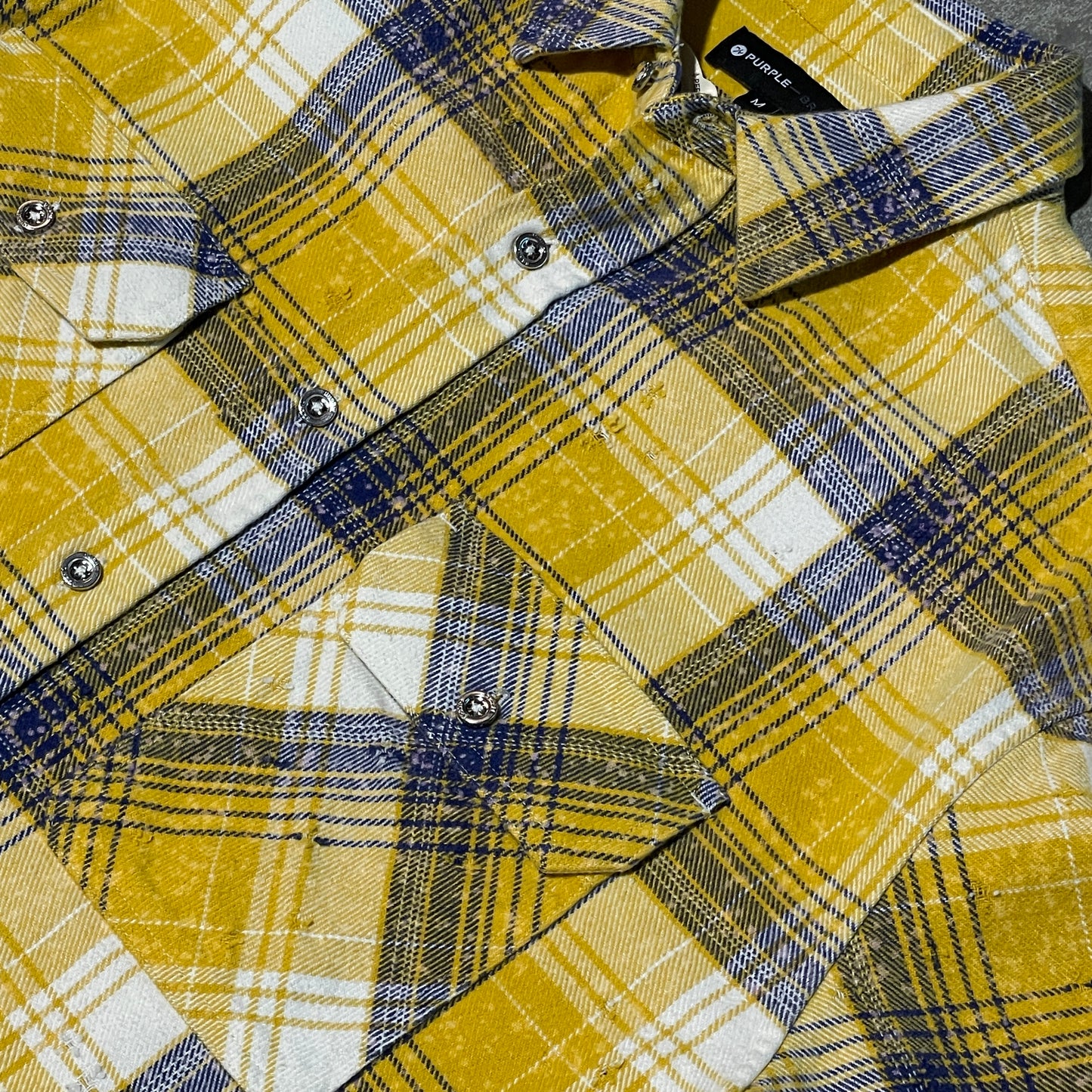 Purple Brand Distressed Yellow Flannel