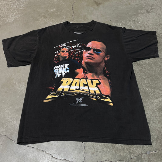 Vintage 2001 The Rock WWF Tee Heavily Distressed