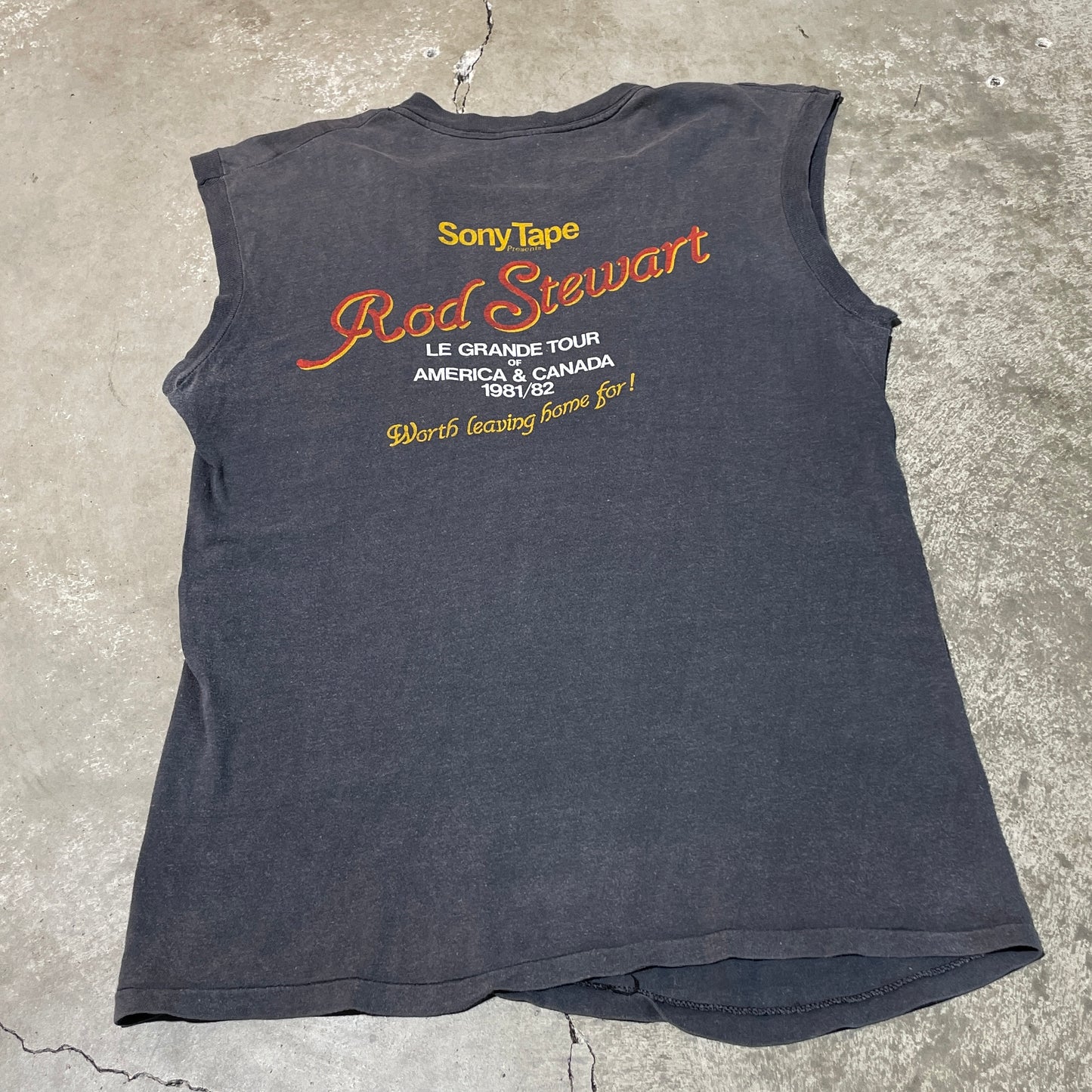 Vintage 80s Rod Stewart Faded Black Sleeveless