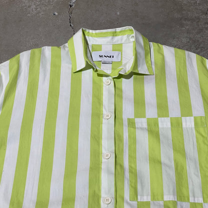 Sunnei Long Green Stripe Button Up