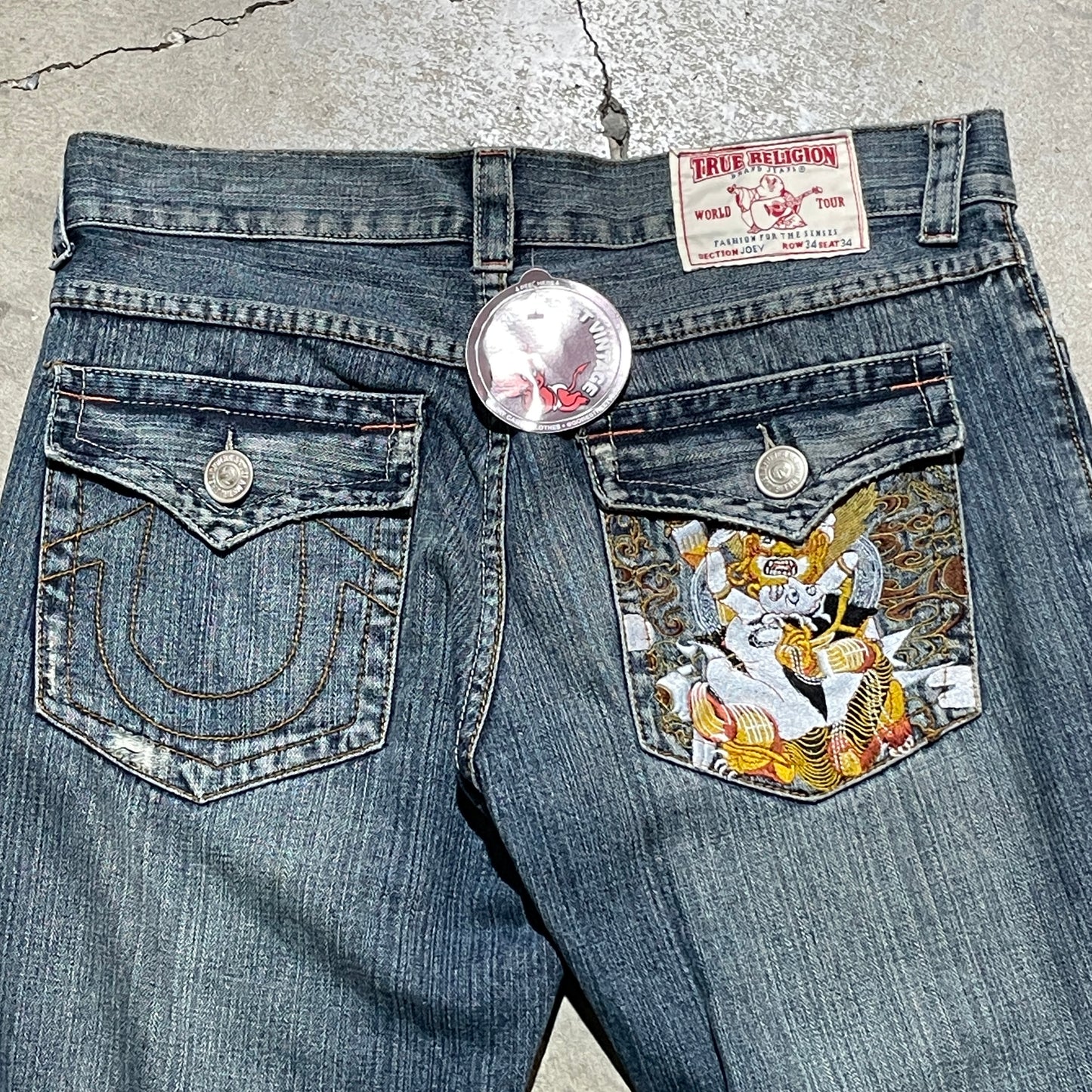 True Religion Embroidered Pocket Denim